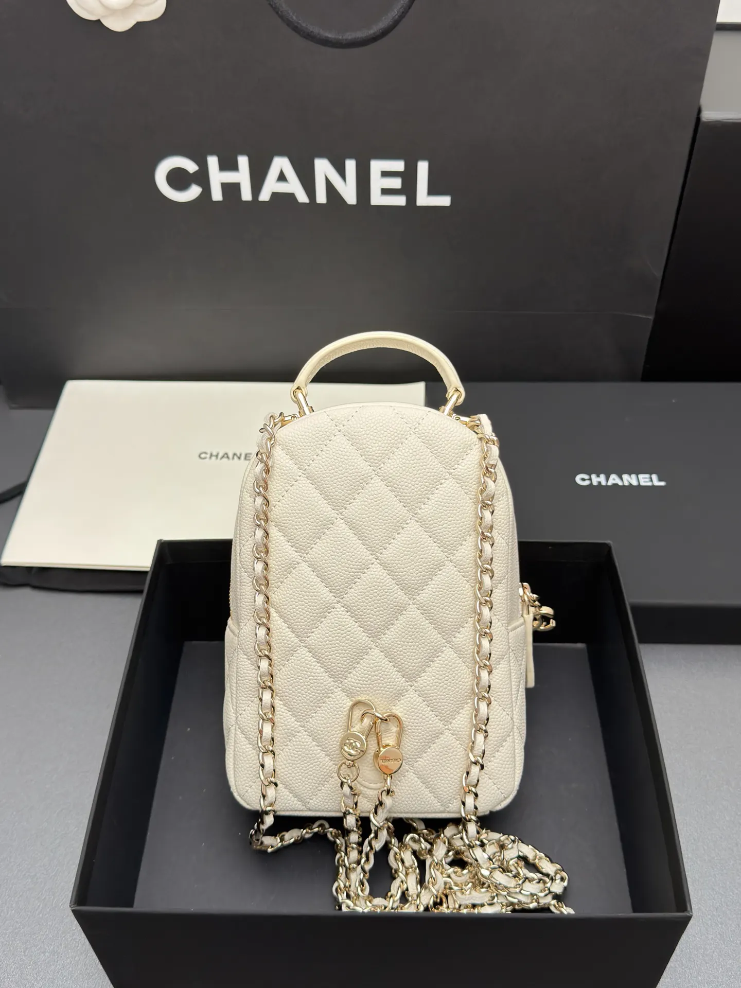 White Backpack Classic Fashion Leather