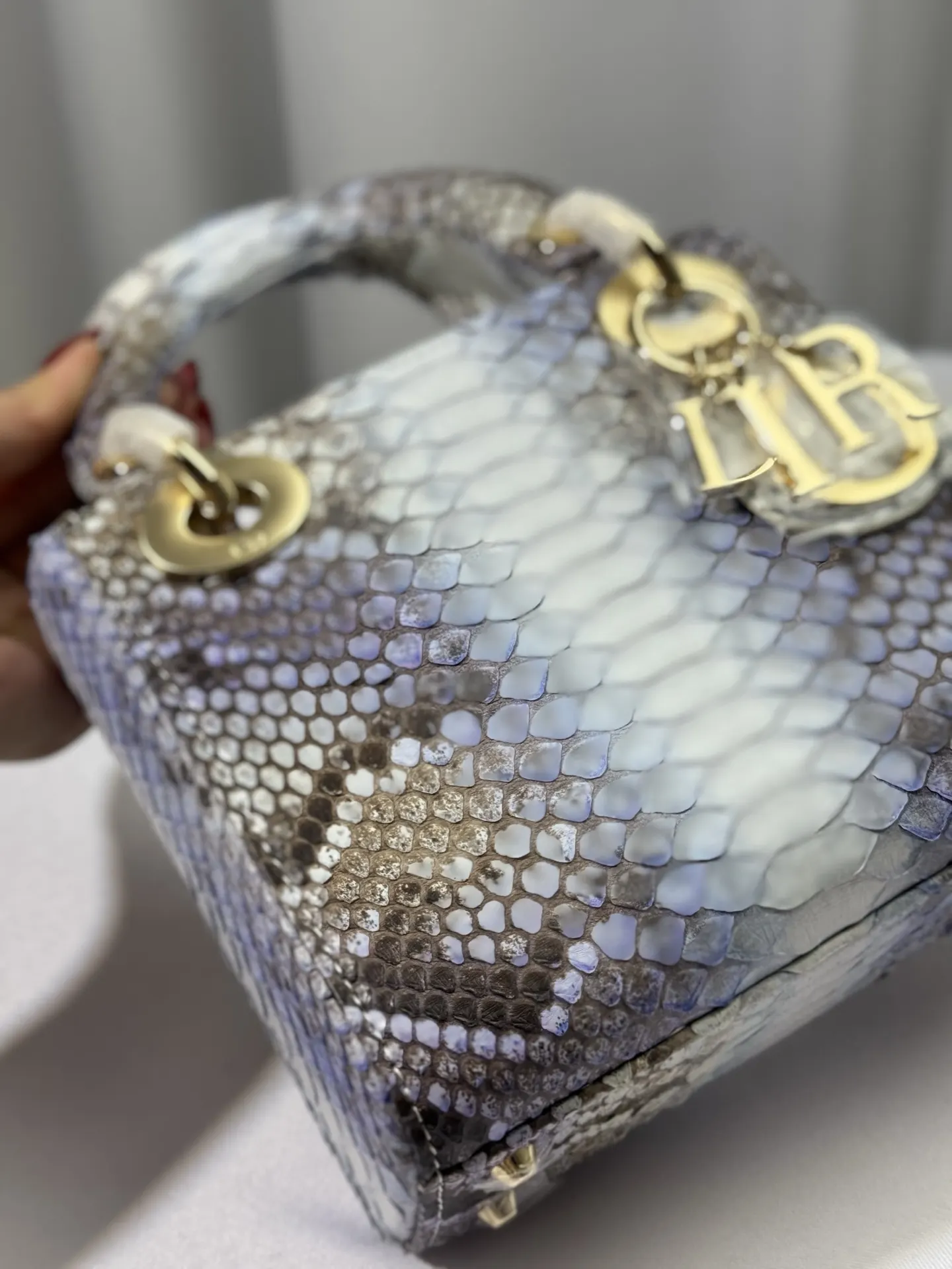 Dior Lady Dior Lady 银灰色藤格纹手提斜挎包 小号