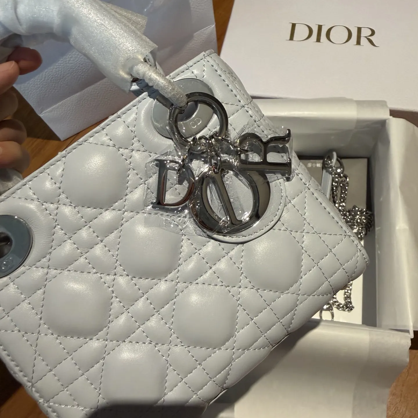 Dior Lady 藍色 羊皮 鏈條包 精致鏈條款