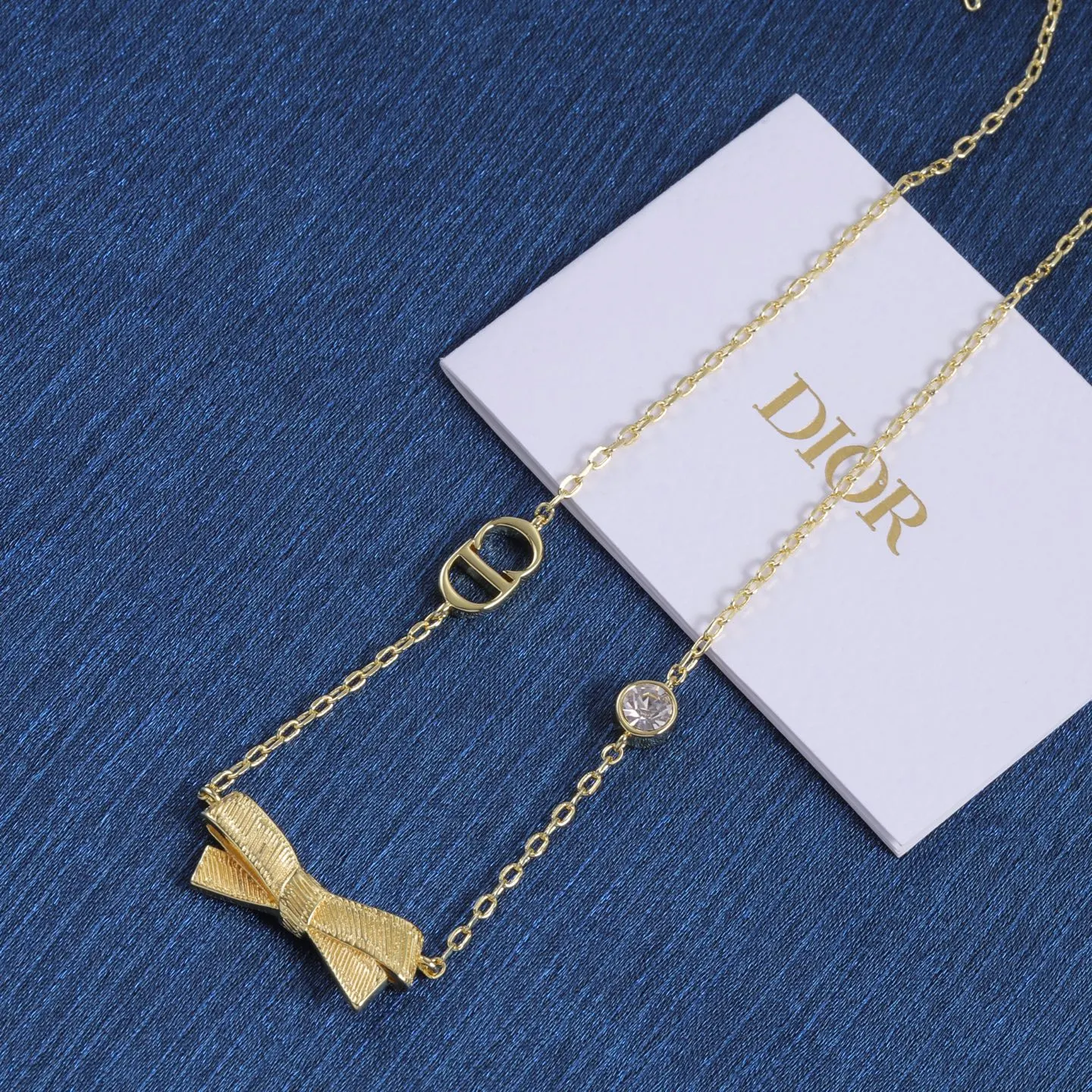 Dior 金色细链锁骨项链 蓝盒款