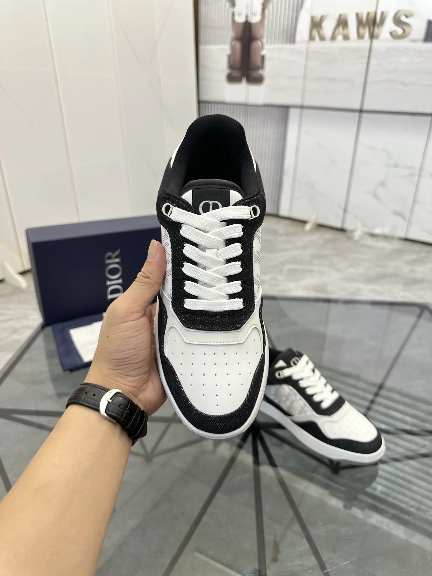 Dior 黑白拼色牛皮低帮运动鞋 休闲