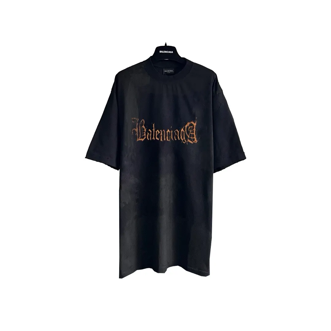 Balenciaga Black Logo Print Short Sleeve T-Shirt Street