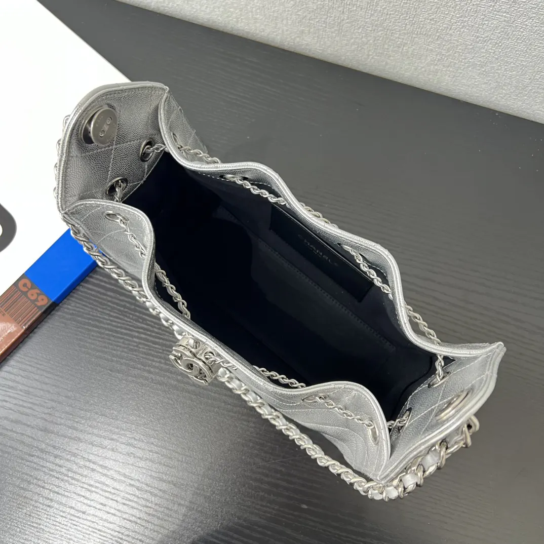 Chanel 22 小号 灰色 皮革 链条包