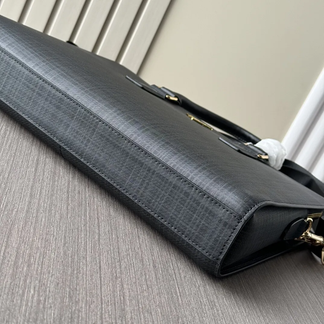 Prada Black Briefcase Business Commuter Leather