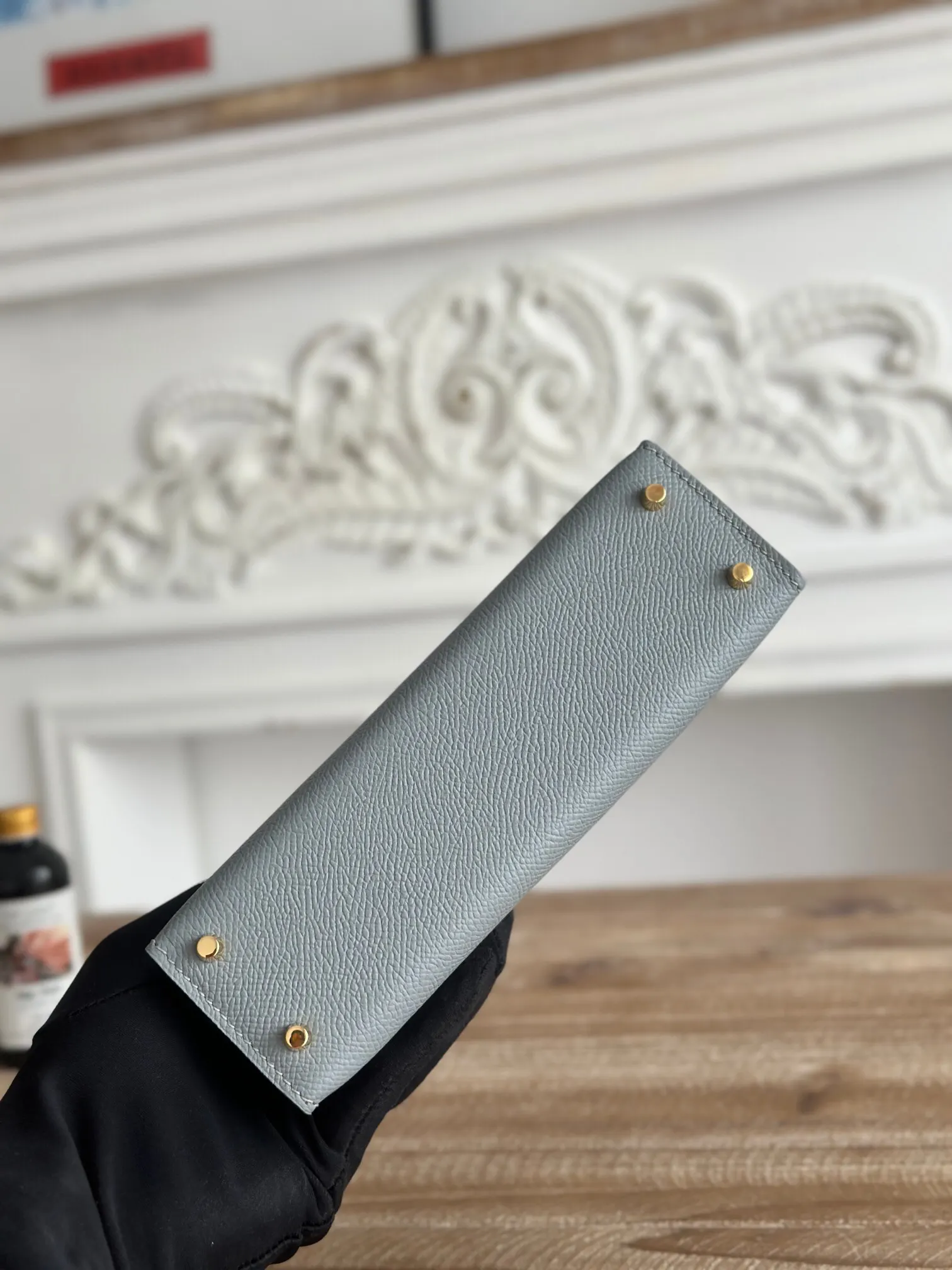 Hermès Kelly 亚麻蓝 Epsom掌纹牛皮 斜挎包 19cm