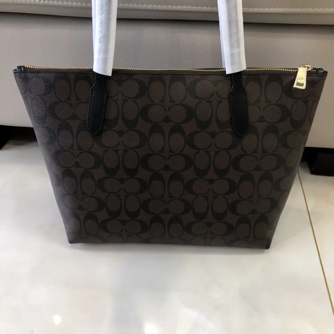 牛皮 C原 拉链托特购物袋 牛皮 經典PVC 托特包 大容量托特款