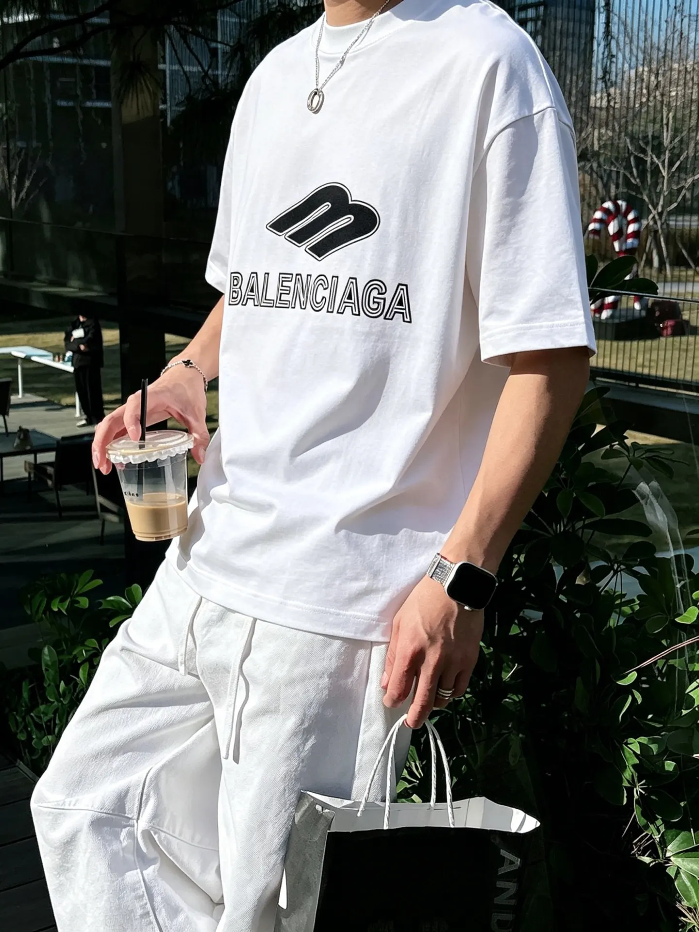 Balenciaga 黑白 純棉 Logo 短袖T恤