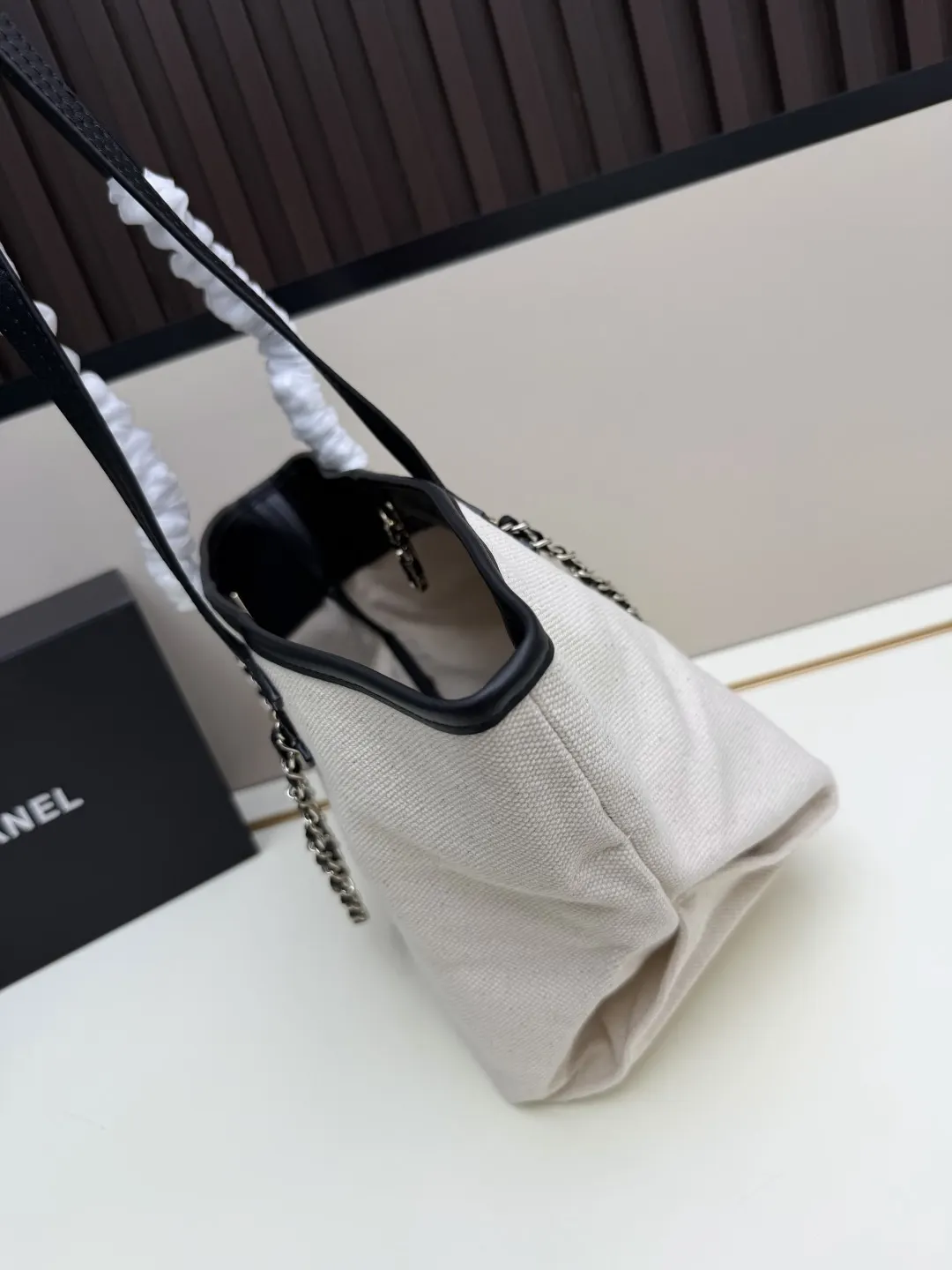 CHANEL 藏藍 卡其 小牛皮 托特包 大容量托特款