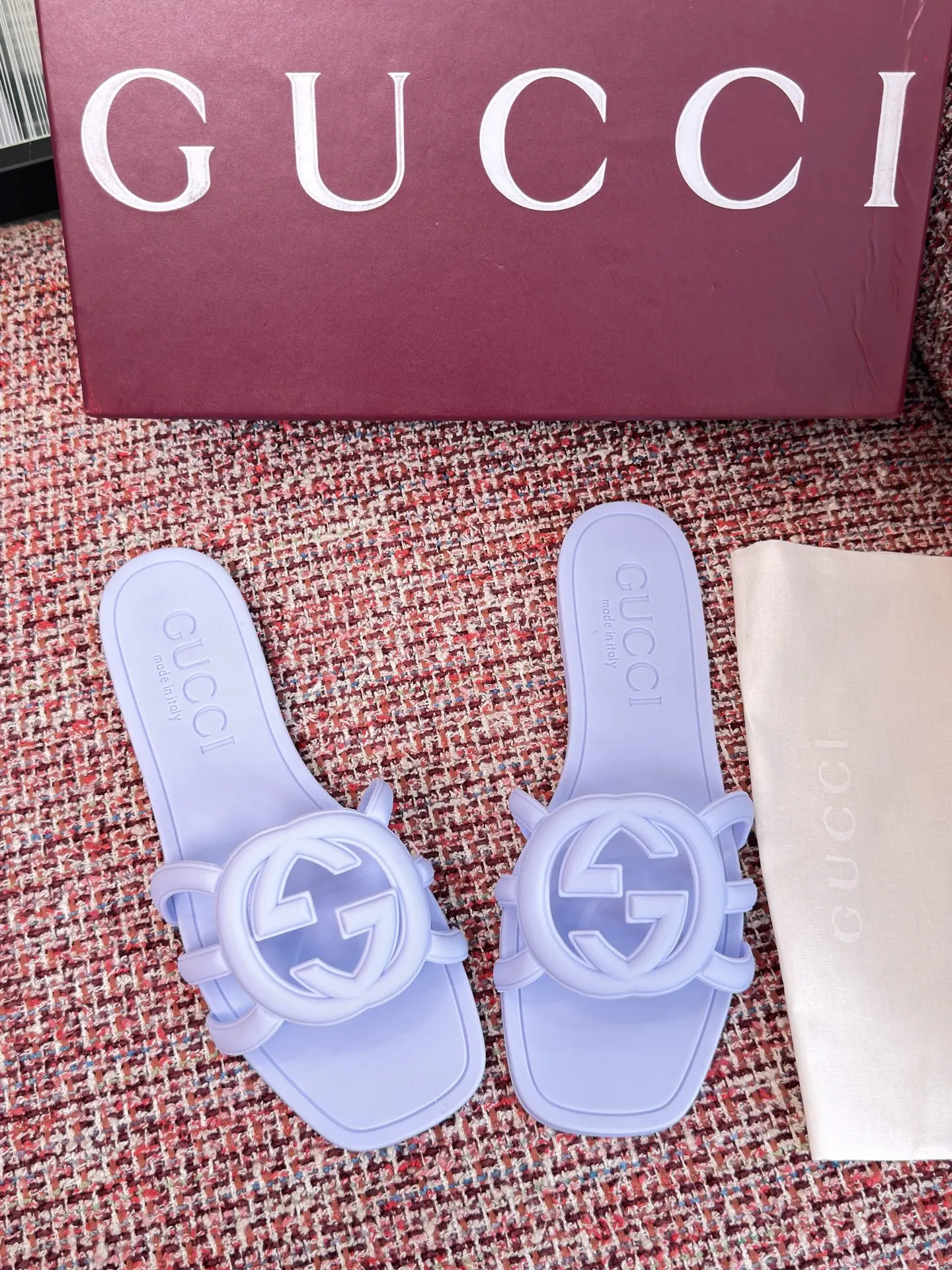 Gucci Interlocking G 浅蓝色凉拖 休闲 运动鞋