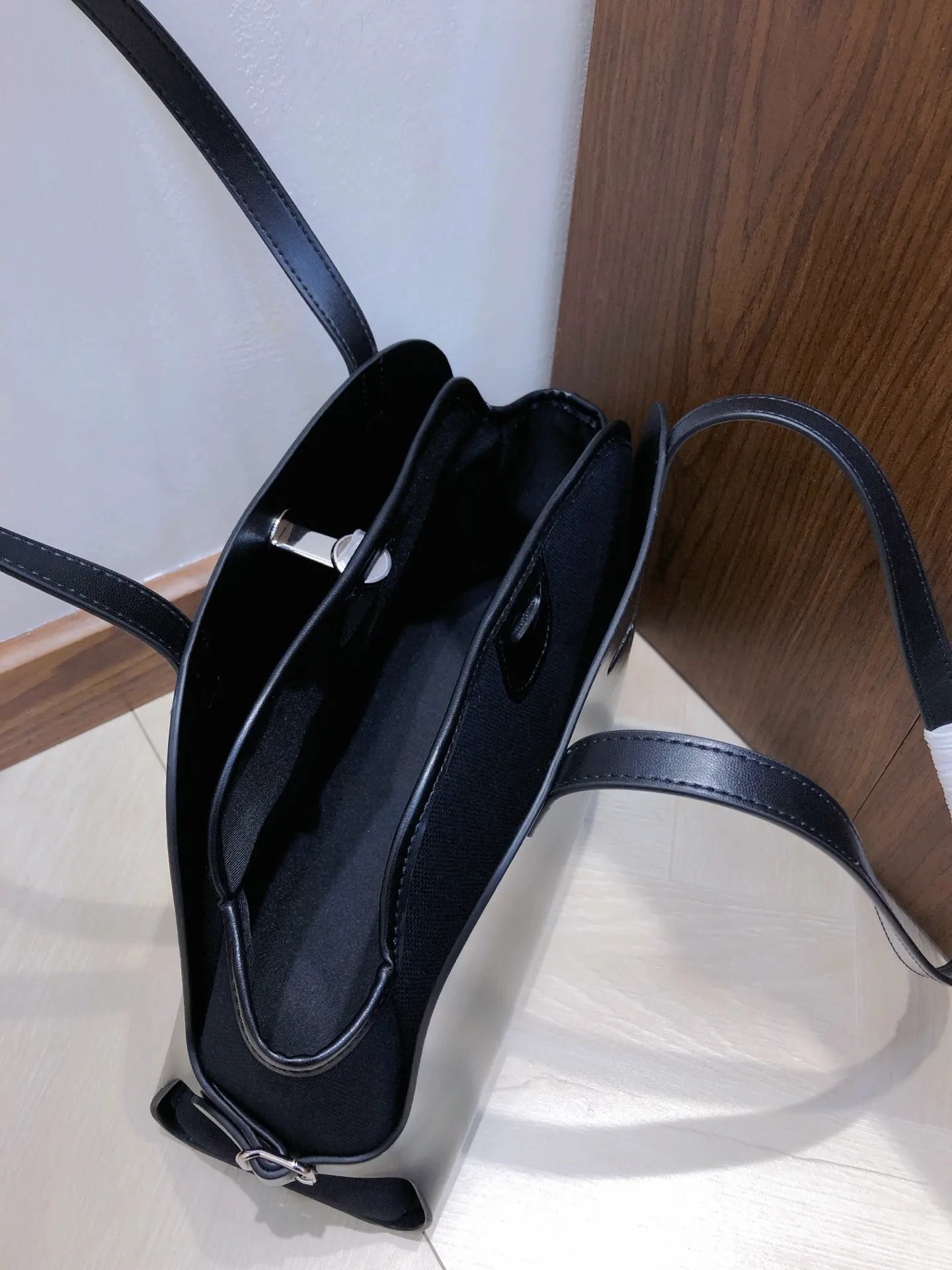 Hermes 黑色 帆布 腋下包 復古腋下背款