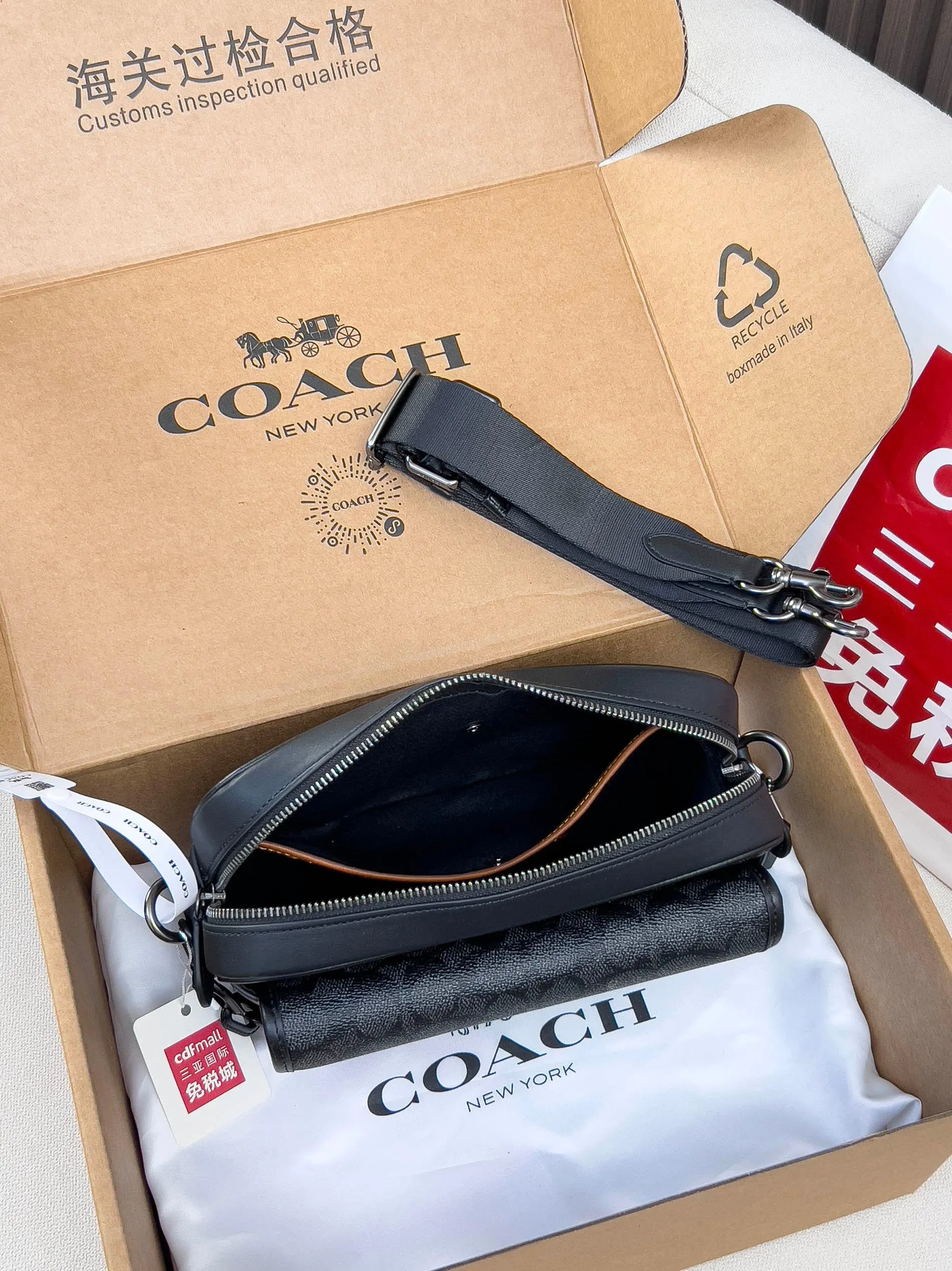 Coach 牛皮 flat鏈條小邮差包 鏈條包 精致鏈條款