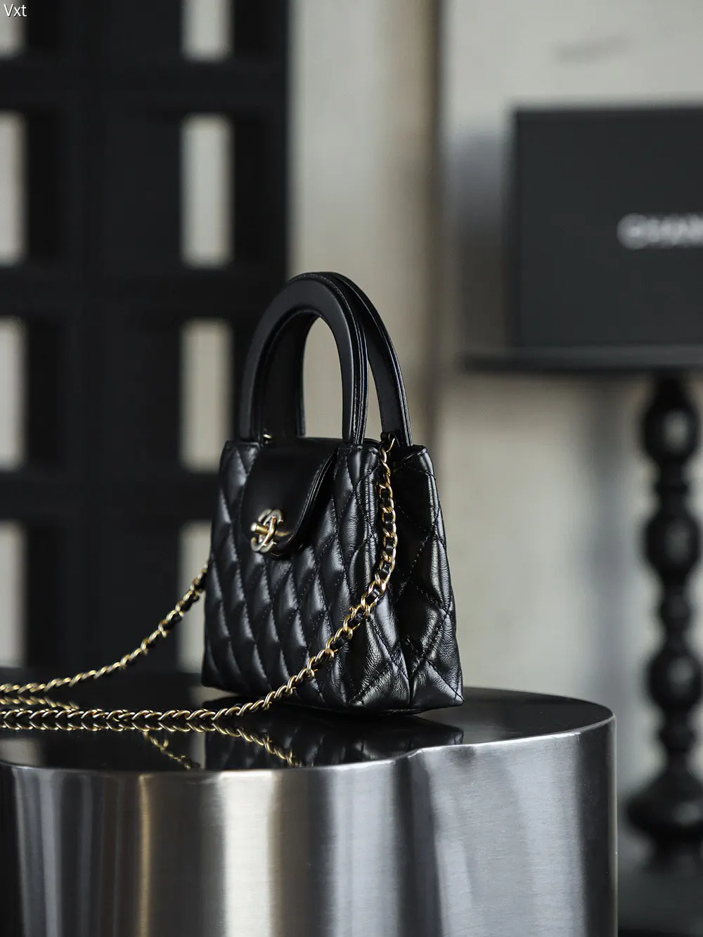 Chanel Black Top Handle Bag Commuter