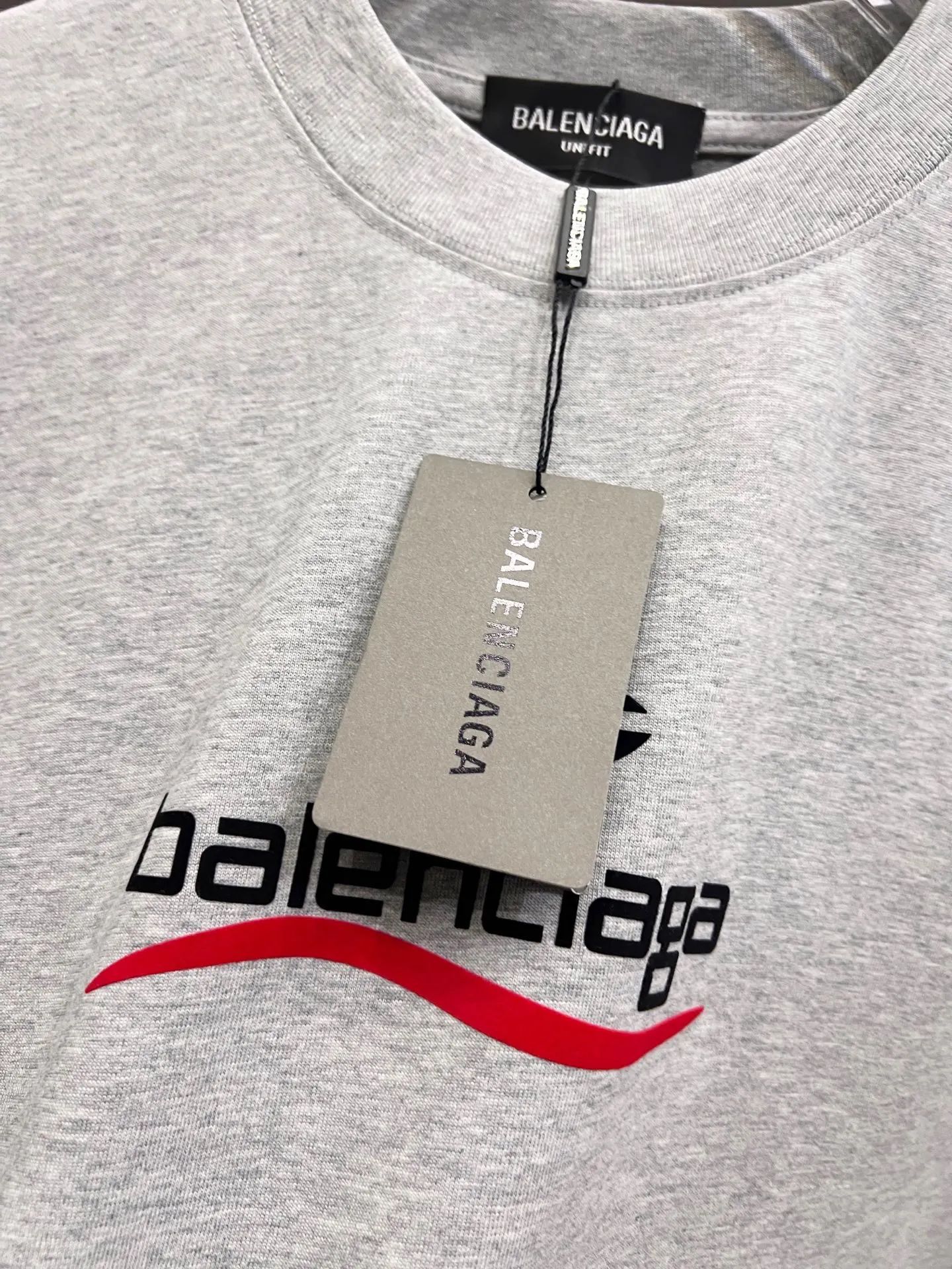 Balenciaga Wave Logo Crew Neck T-Shirt In Heather Grey