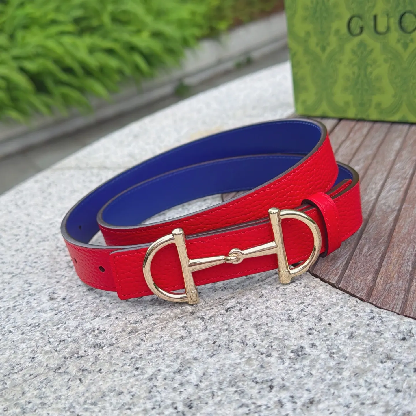 Gucci Double G 雙G扣牛皮雙面腰帶