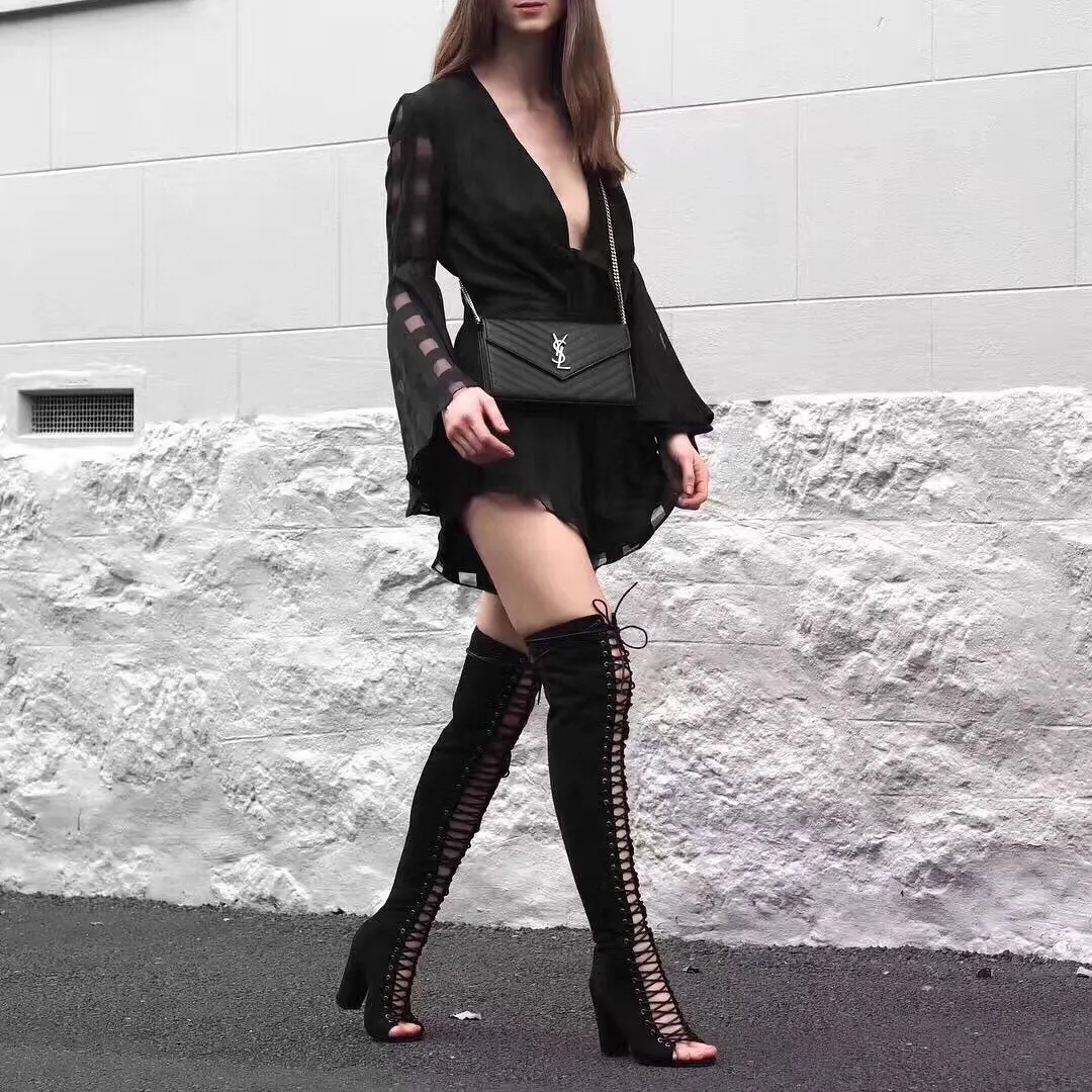 YSL 黑色 系列 黑色银扣～时尚达人必备包款 链条包 精致链条款