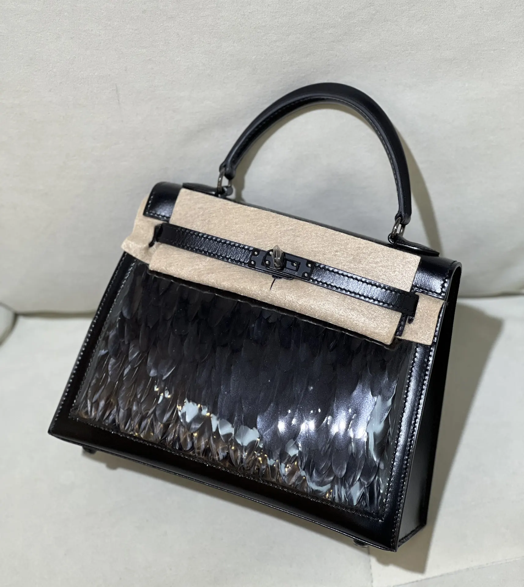 Hermès Kelly 黑色 皮革 手提包
