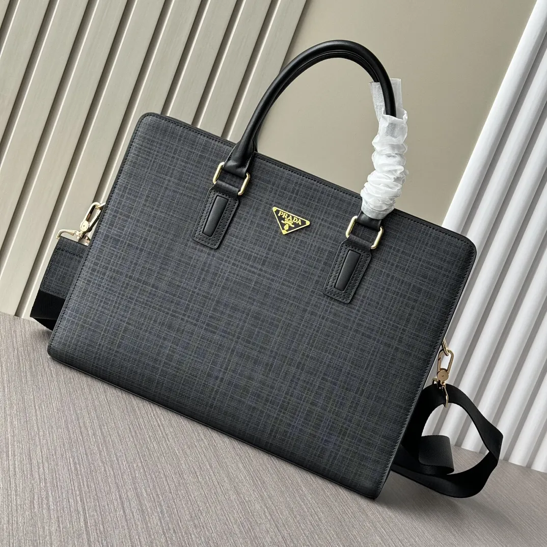 Prada Black Briefcase Business Commuter Leather