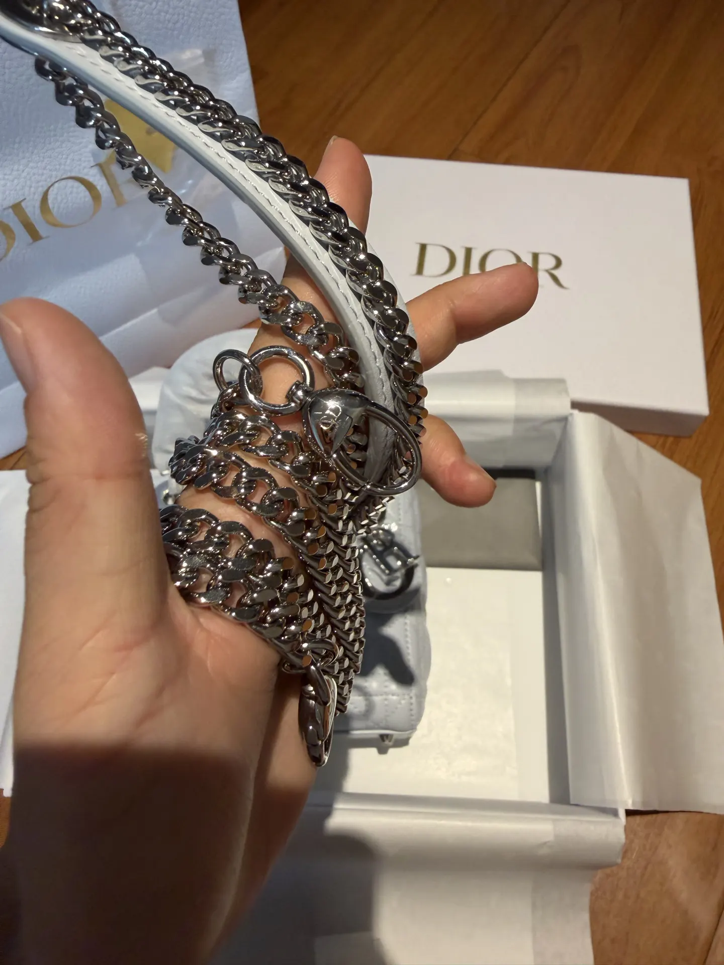 Dior Lady 藍色 羊皮 鏈條包 精致鏈條款