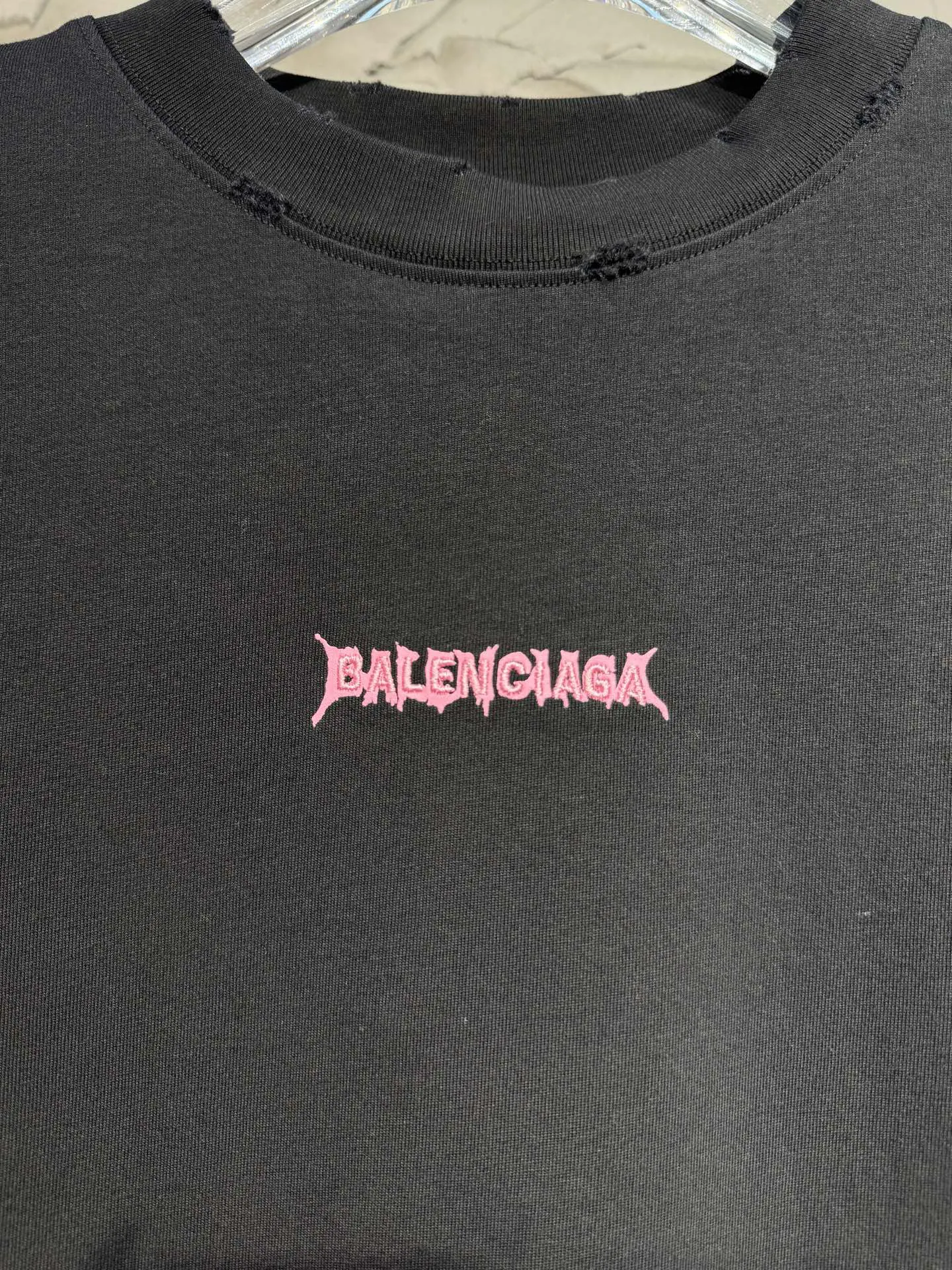Balenciaga 26SS 粉色 Logo 字母 短袖T恤