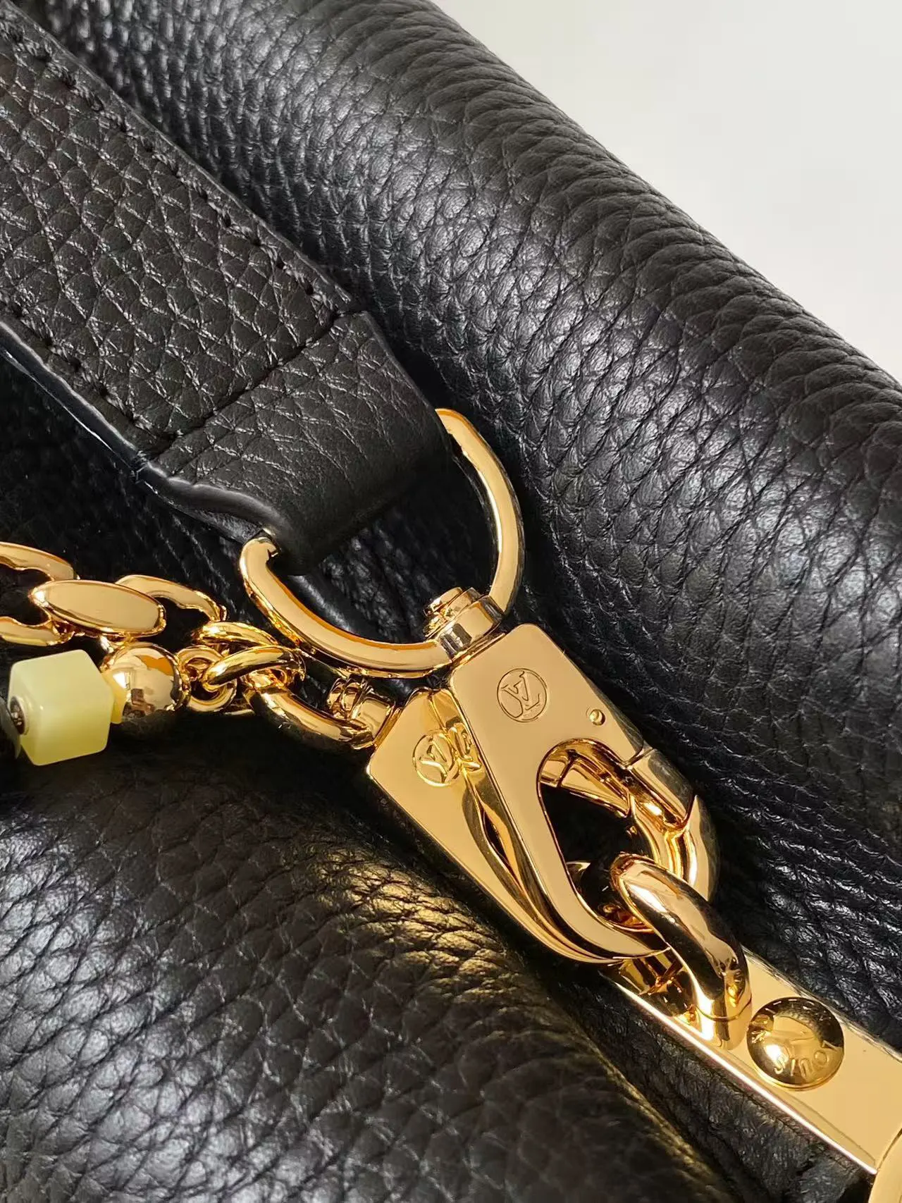 Louis Vuitton Black Brown Chain Bag Leather