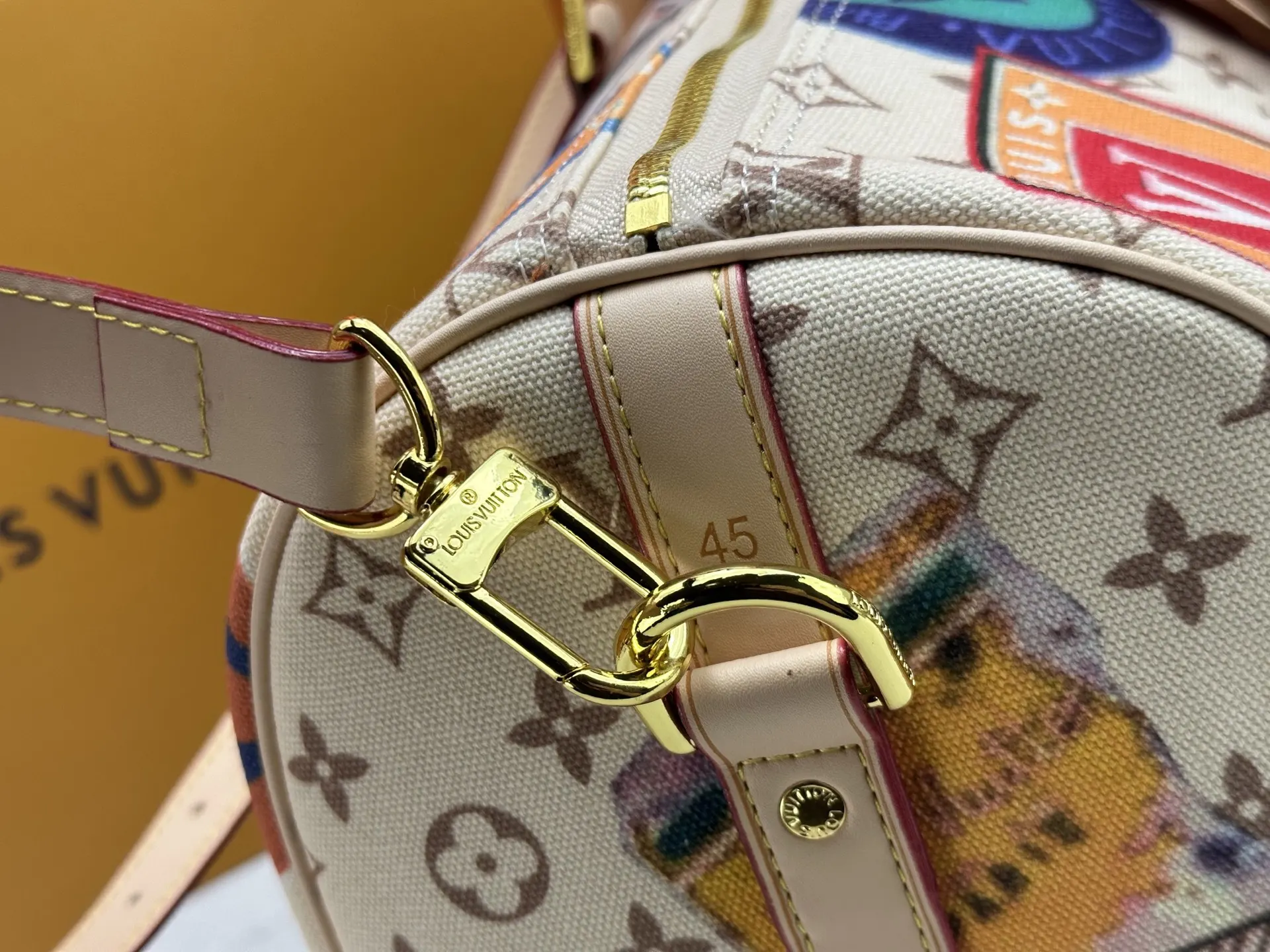 LV 金色 牛皮 旅行袋 大容量旅行款