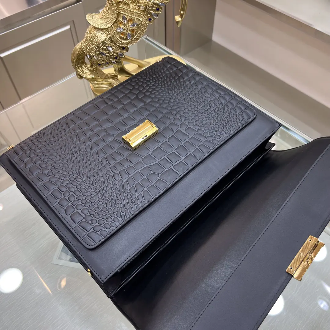 Black Briefcase Business Commuter Leather