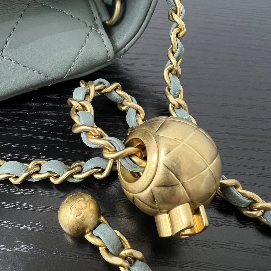 Chanel 綠色 皮革 翻蓋 鏈條包