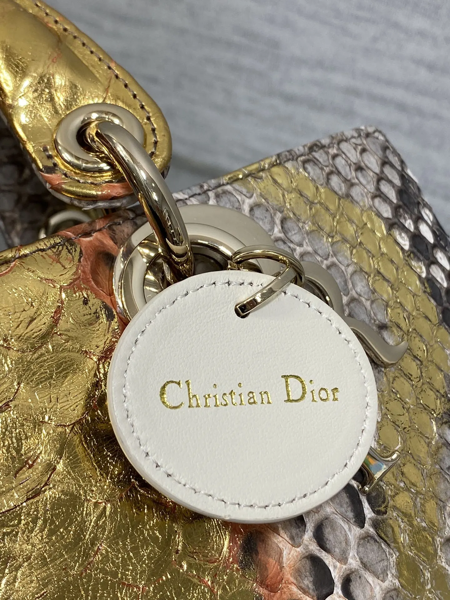 Dior 进口 蛇皮横款戴妃包 Lady横版戴妃珍稀蛇皮闪亮 手提包 通勤手提款