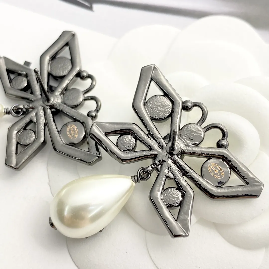 Chanel Gray Pearl Earrings