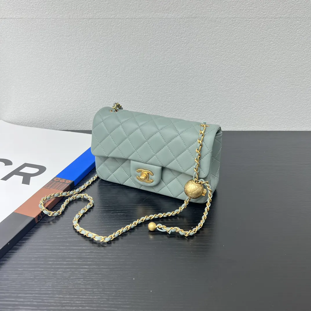 Chanel 綠色 皮革 翻蓋 鏈條包