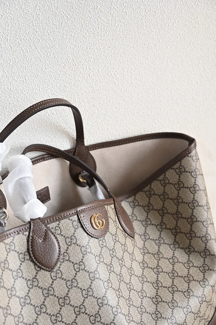 Gucci 皮革 意大利 Ophidia系列中号托特包 大容量托特款