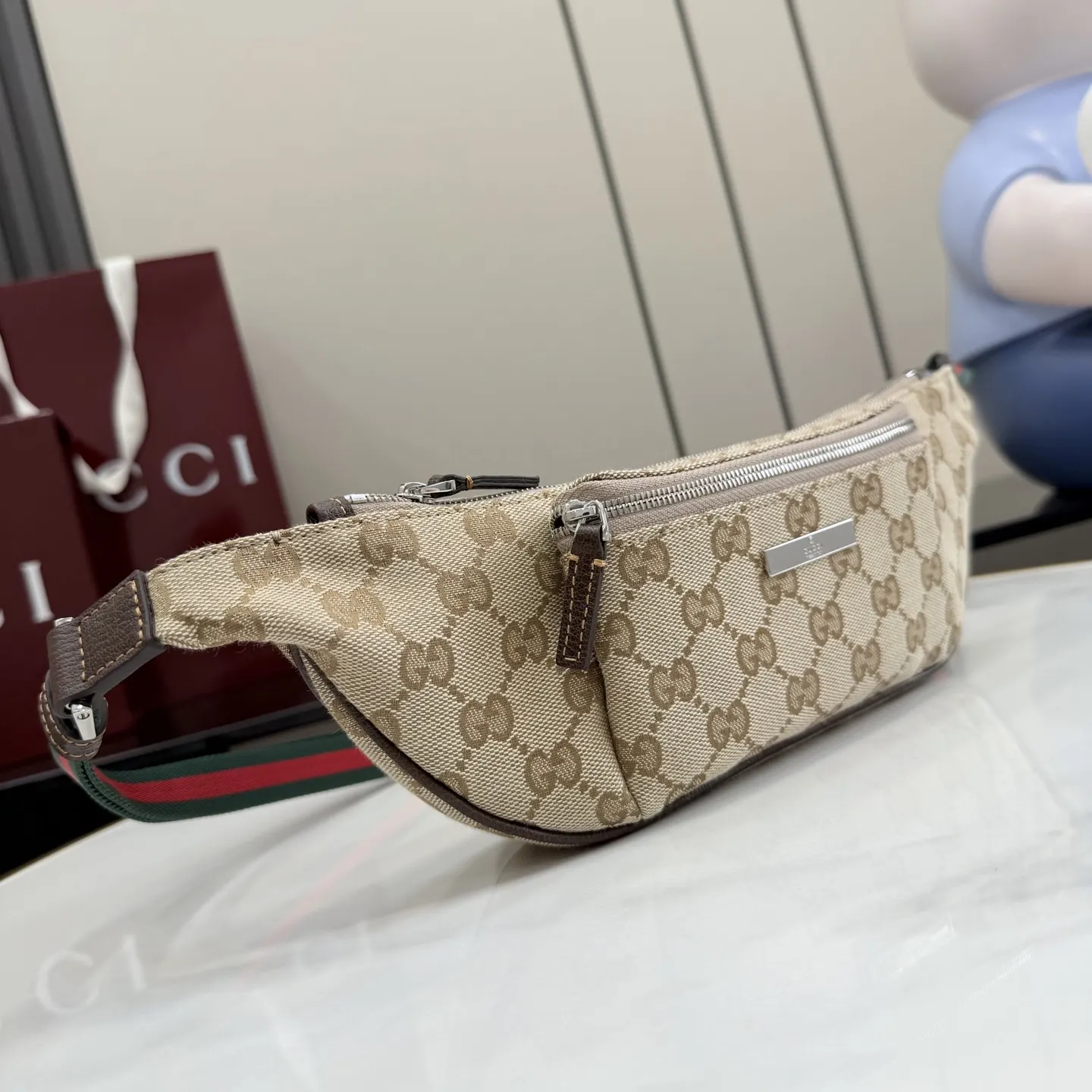 Gucci 棕色 帆布 腰包 休闲腰包款