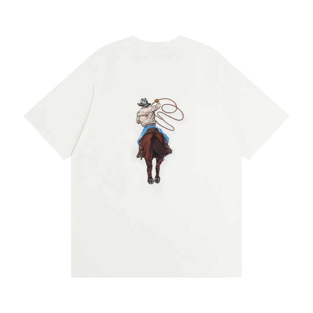 Louis Vuitton 24SS White Denim Embroidered T-Shirt