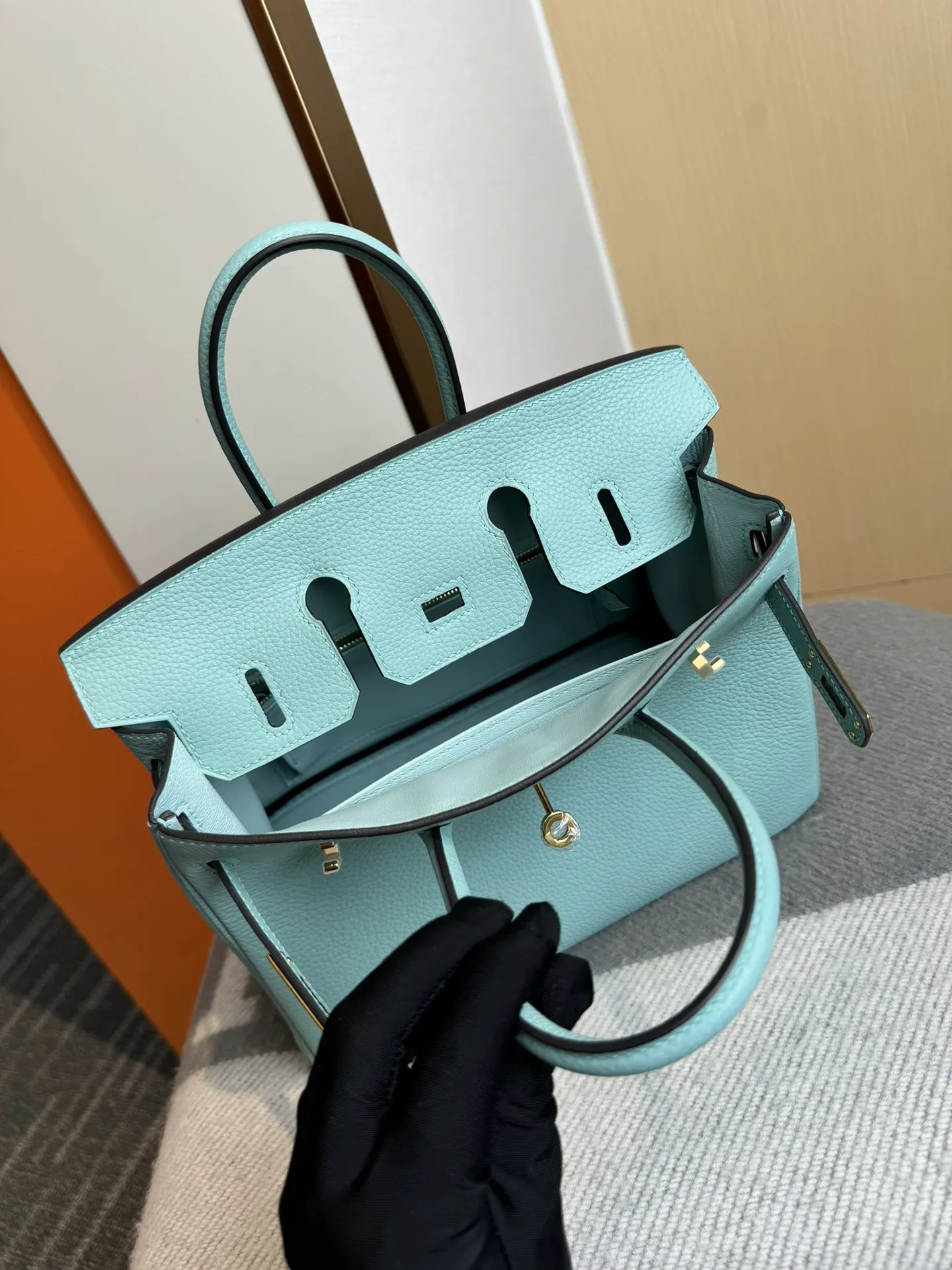 Birkin 铂金 进口Togo皮 马卡龙藍 金 手提包 通勤手提款
