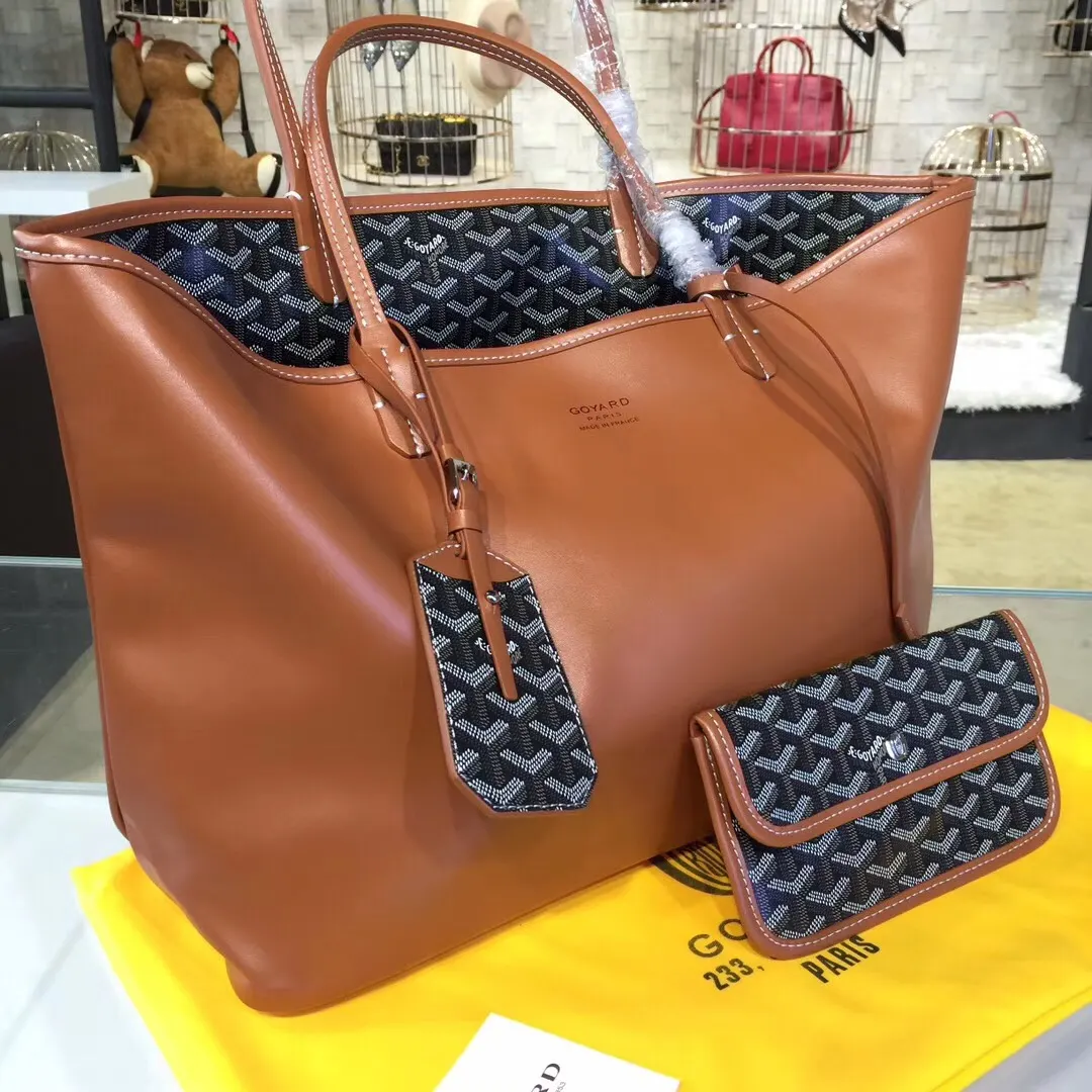 Goyard 戈雅 双面可用 充满法式优雅 订制Y字母涂鸦料 皮轻 托特包 大容量托特款