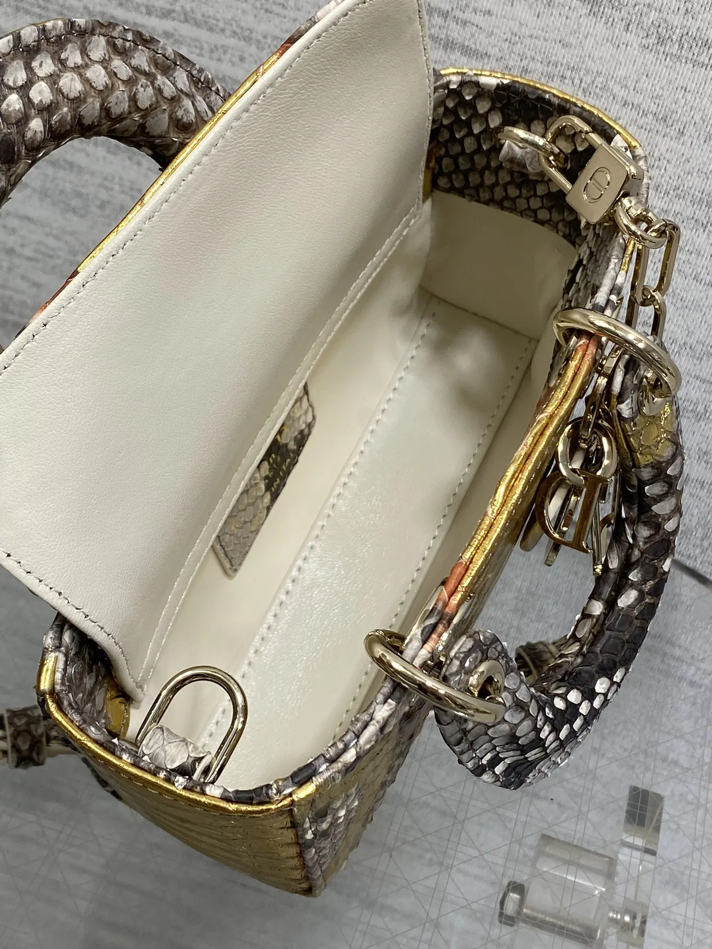 Dior 进口 蛇皮横款戴妃包 Lady横版戴妃珍稀 手提包 通勤手提款