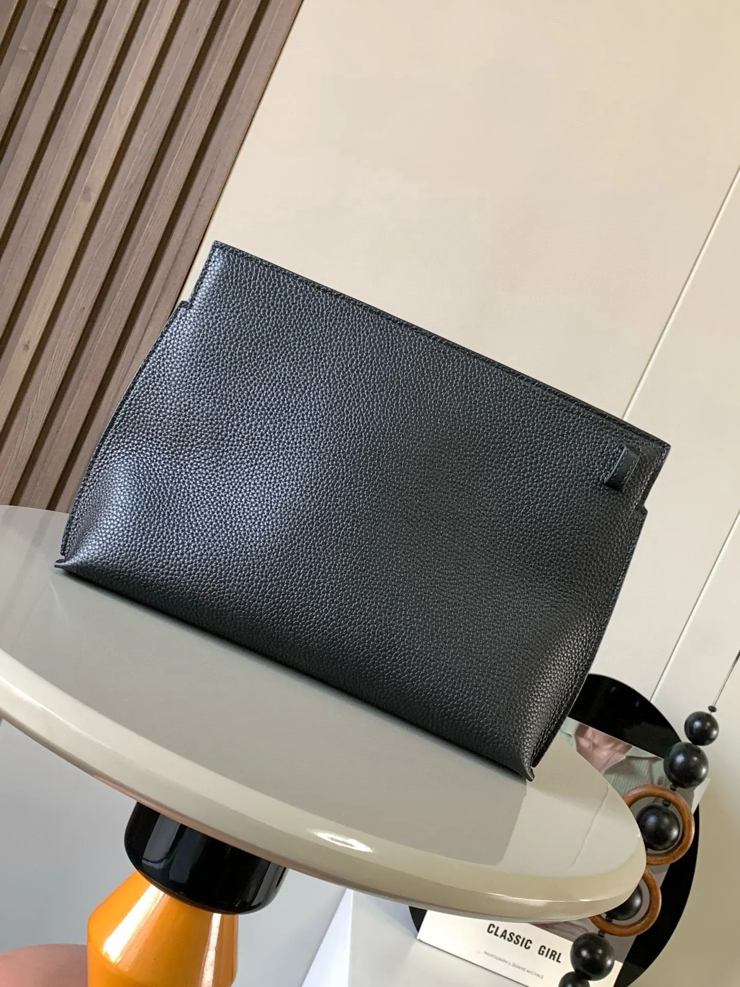 黑色 小牛皮 粒面牛皮革TT Pouch手包 家的皮具 腋下包 復古腋下背款
