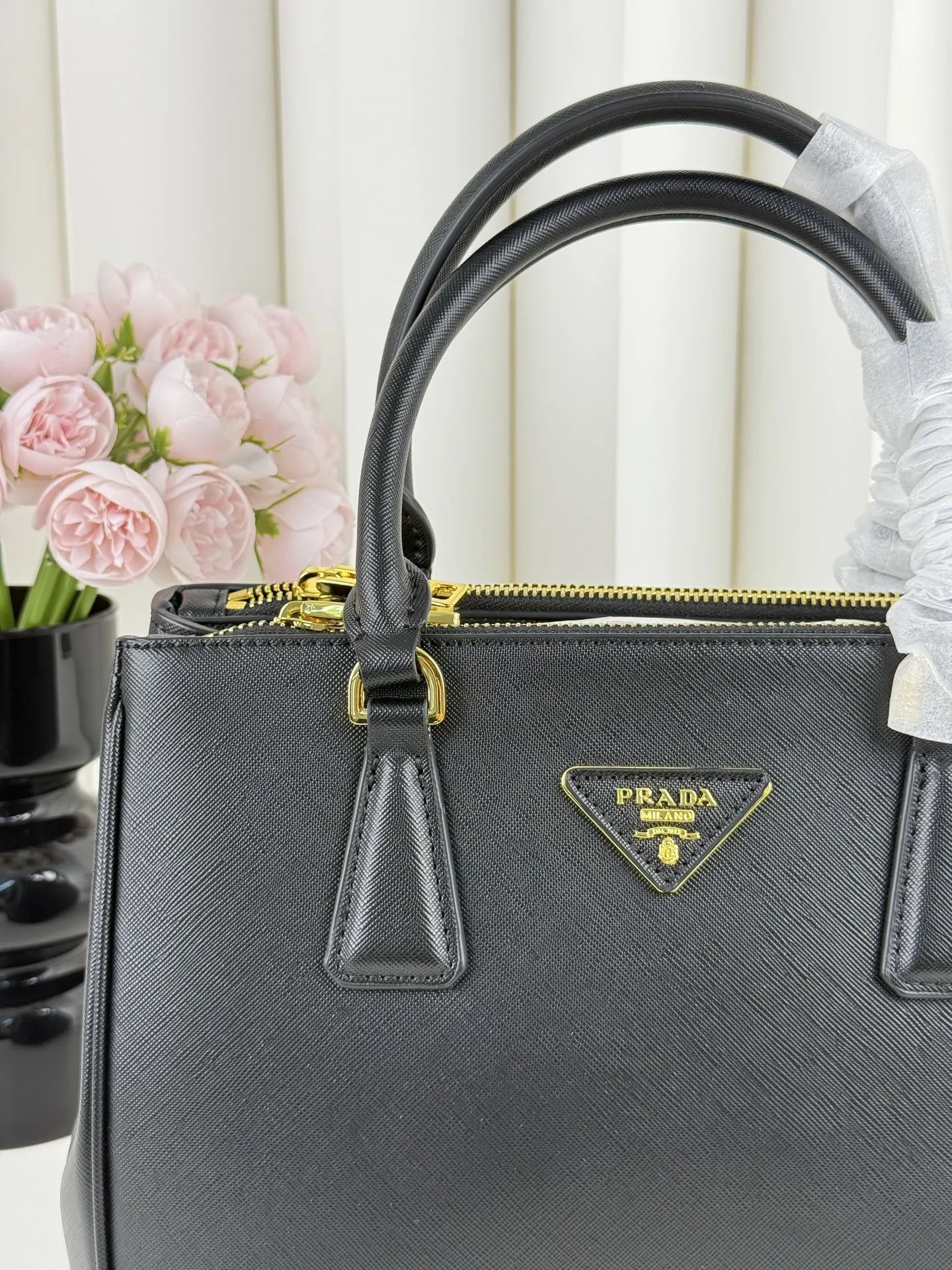 Prada Saffiano 十字纹牛皮 三角标 杀手包 经典手提 手提包