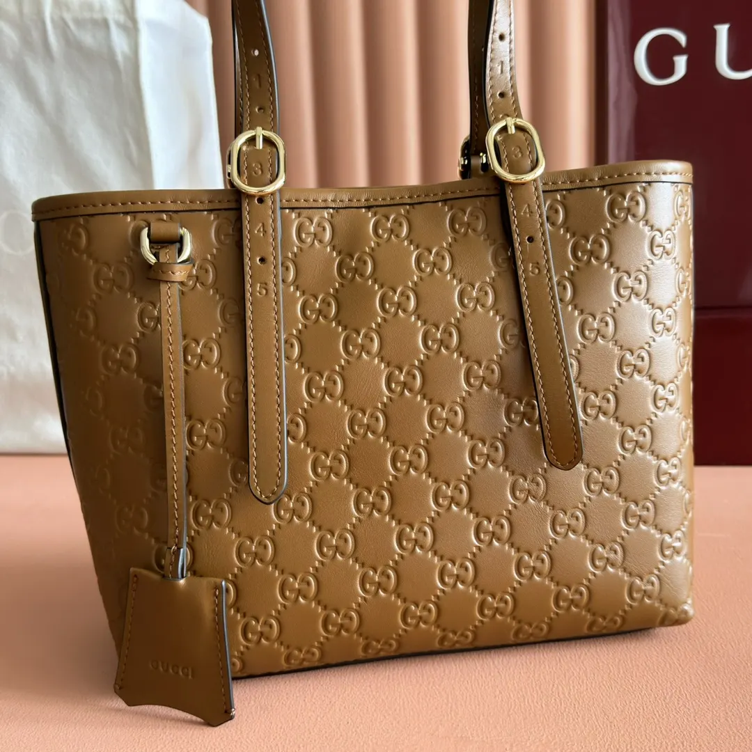 Gucci Brown Pink Tote Bag