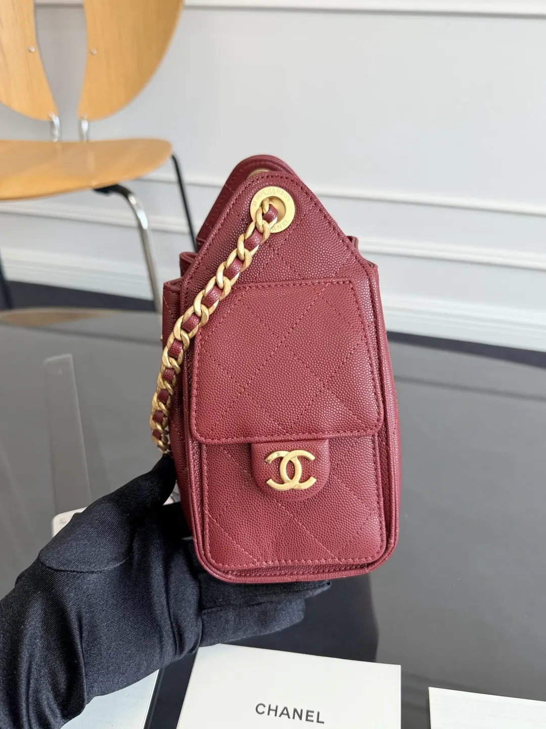 CHANEL 白色 紅色 小牛皮 腋下包 復古腋下背款