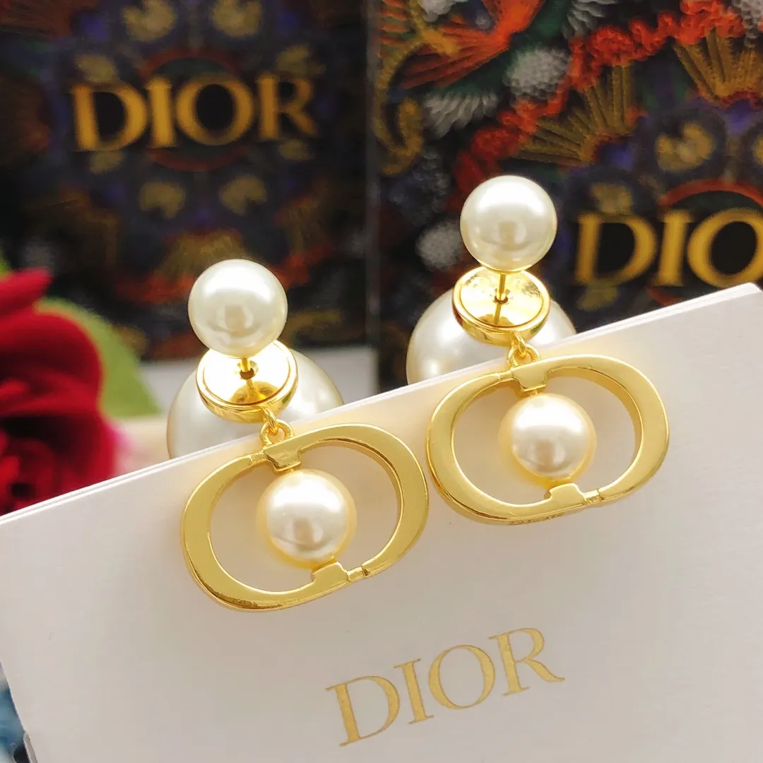 Dior Pearl Earrings Gold