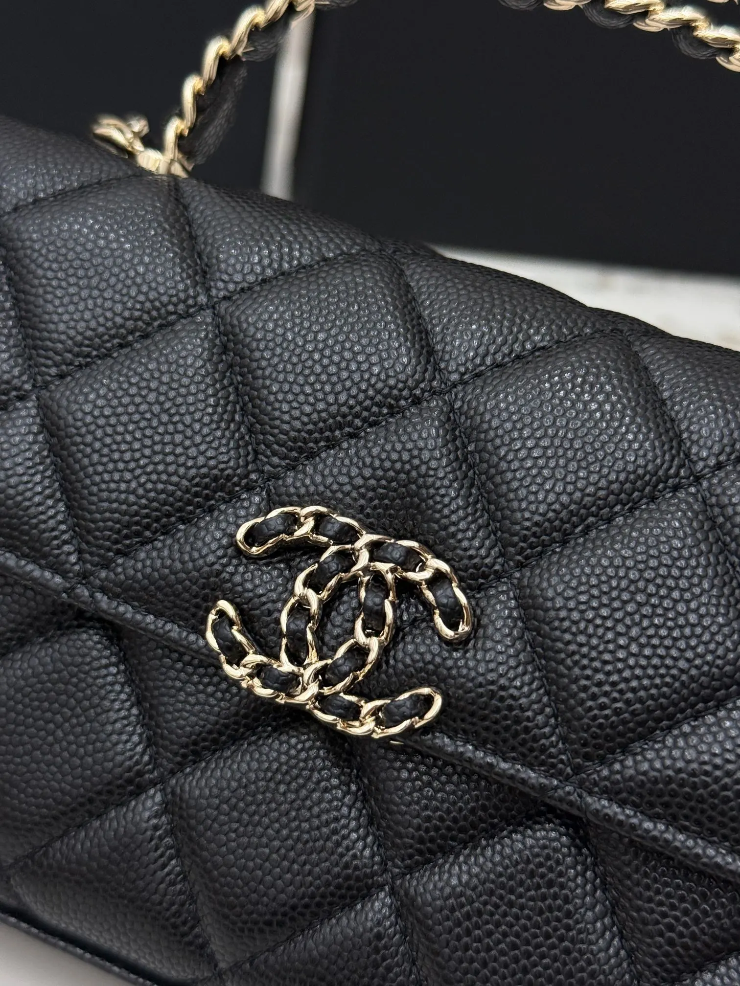 Chanel Black Top Handle Bag Leather