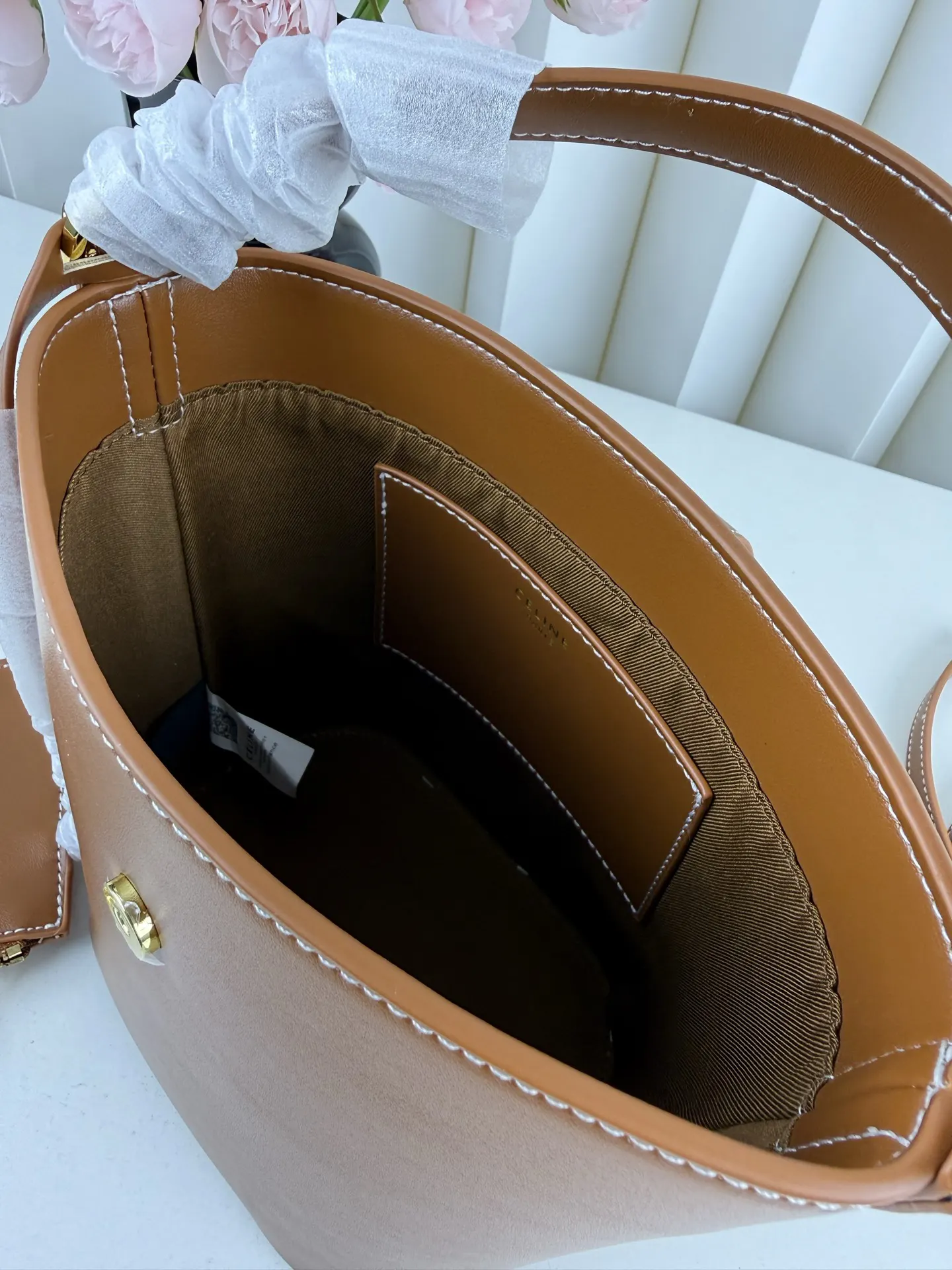 Brown Gold Bucket Bag Casual Leather Image 9 Brown Gold Bucket Bag Casual Leather Image 9