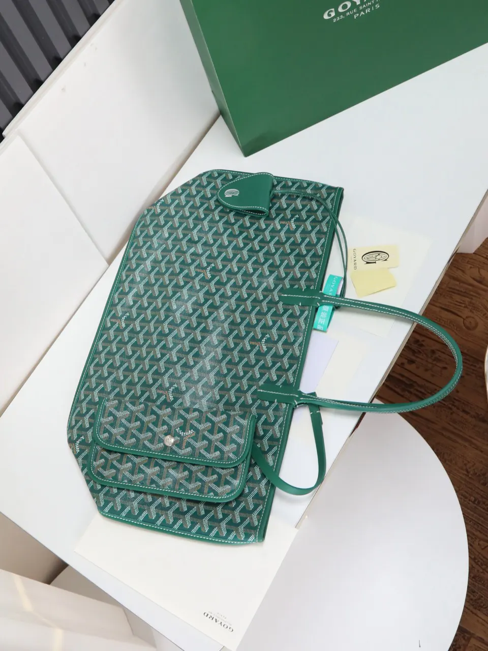 Goyard Green Hobo Shoulder Bag Vintage Canvas