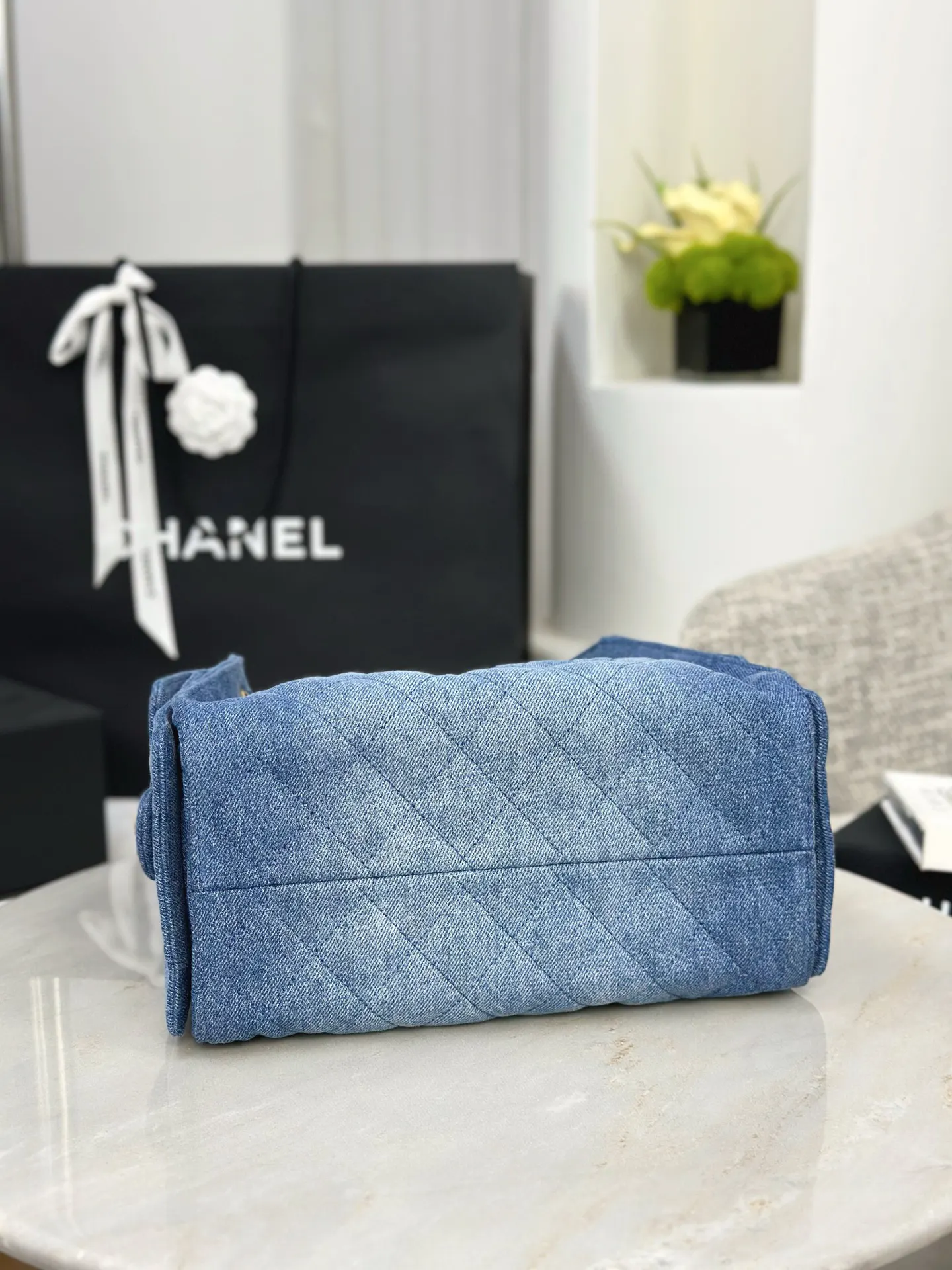 Chanel 牛仔 抽绳 水桶包