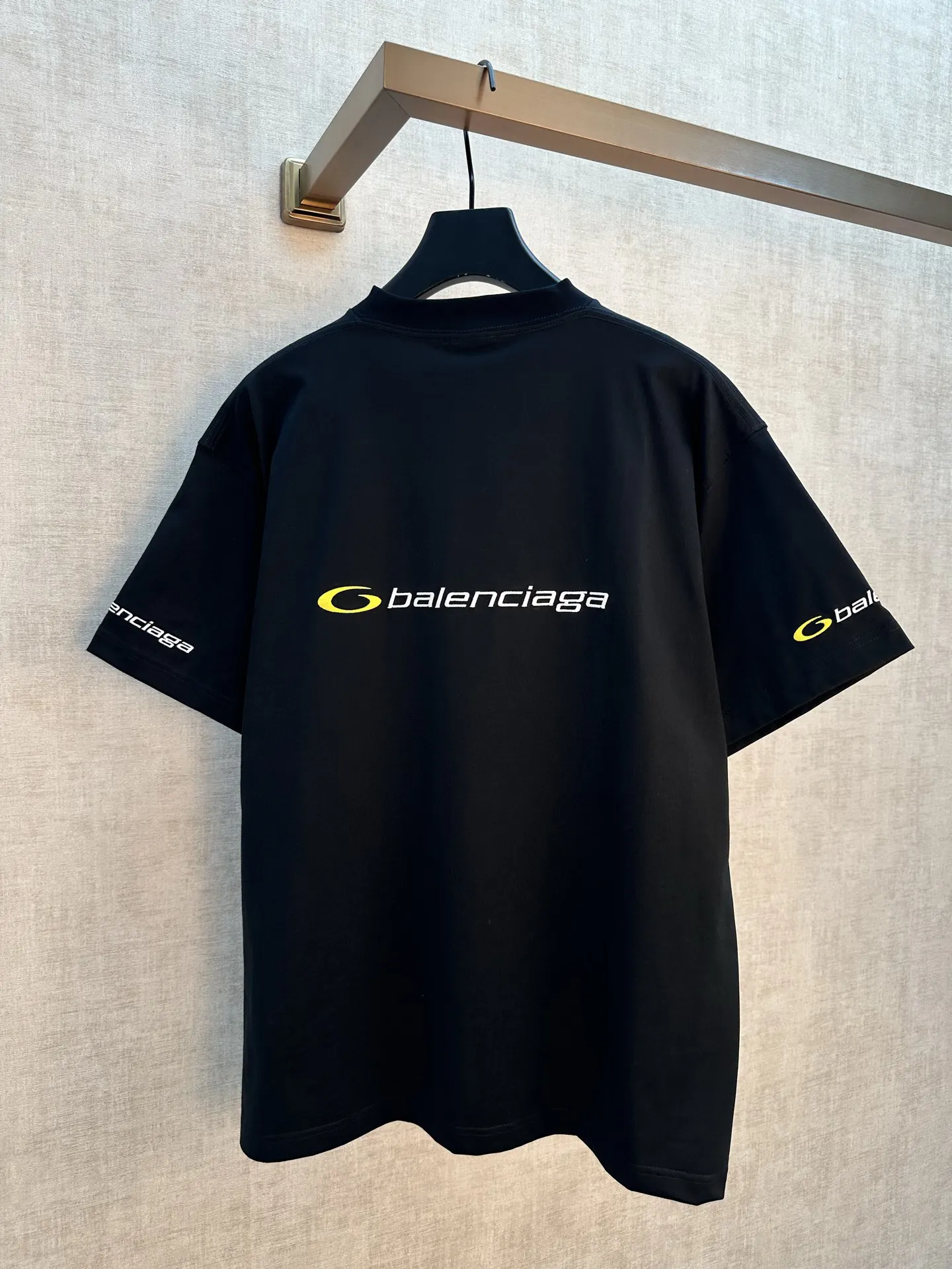 Balenciaga 蓝色 Logo 刺绣 短袖T恤 街头休闲款