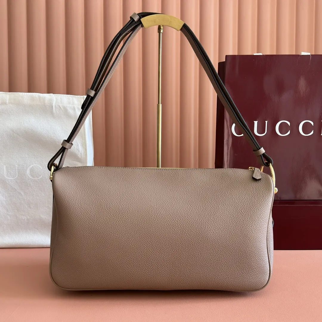 Gucci Brown Gold Hobo Shoulder Bag Vintage Leather