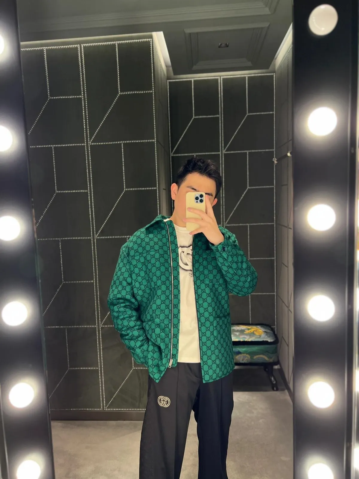 Gucci 绿色 Monogram 夹克