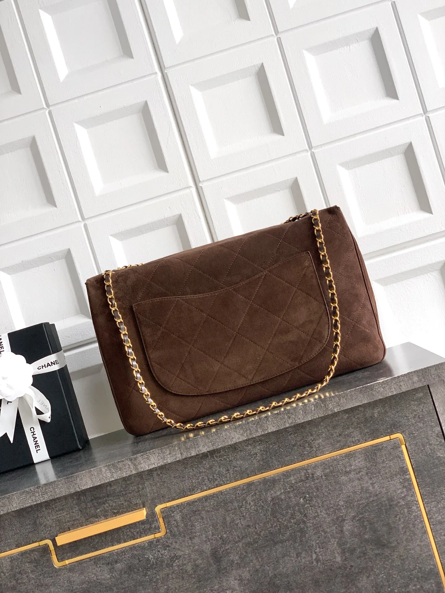 CHANEL 棕色 麂皮 旅行袋 大容量旅行款