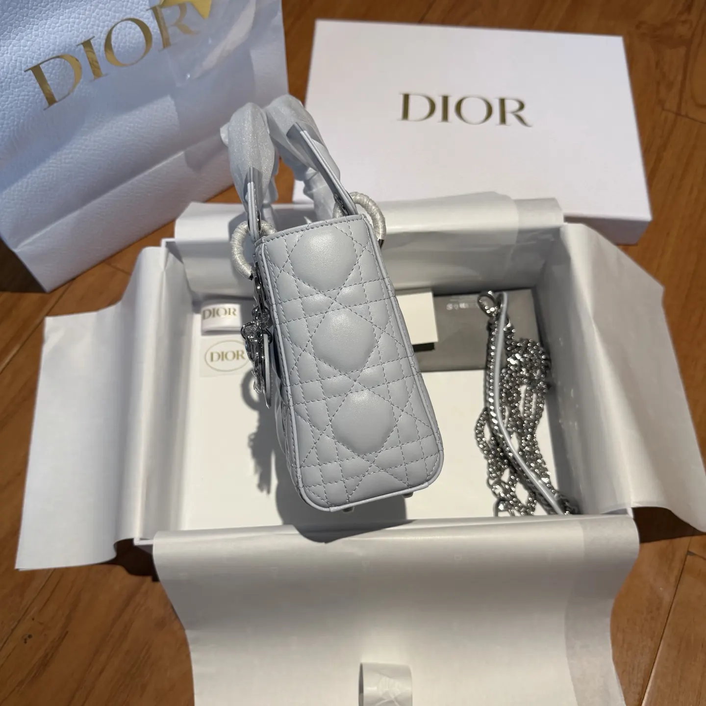 Dior Lady 藍色 羊皮 鏈條包 精致鏈條款